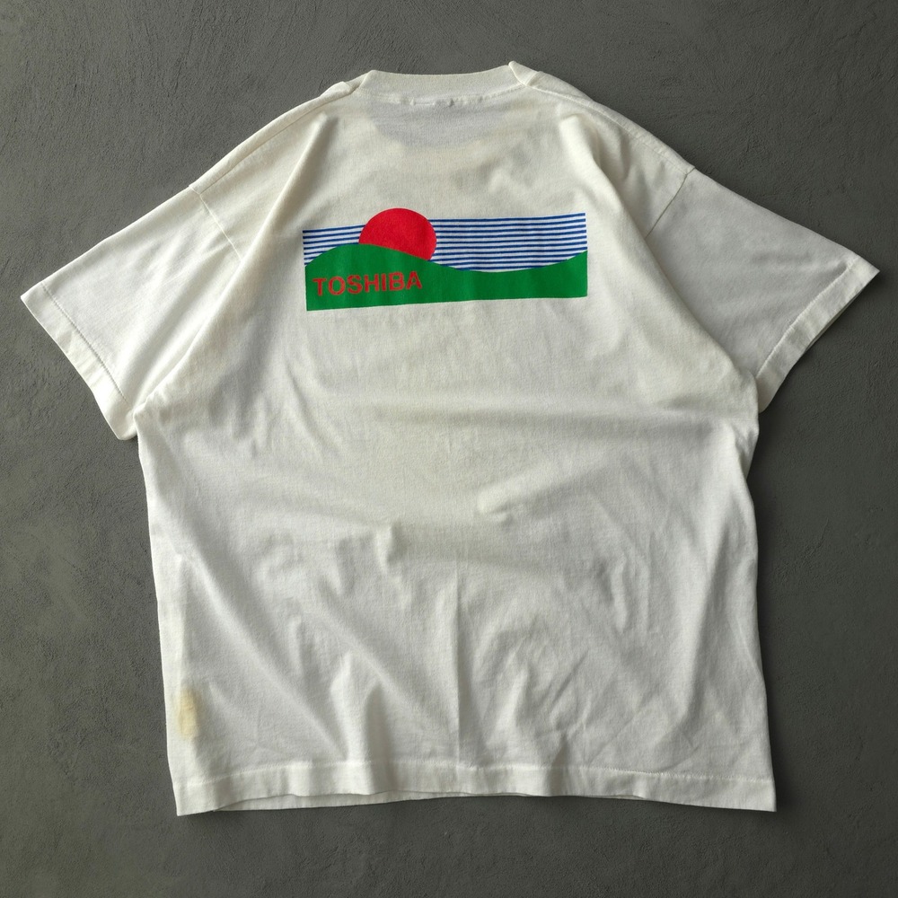 Vintage 90s Fruit of the Loom White T-shirt XL Toshiba Made in USA